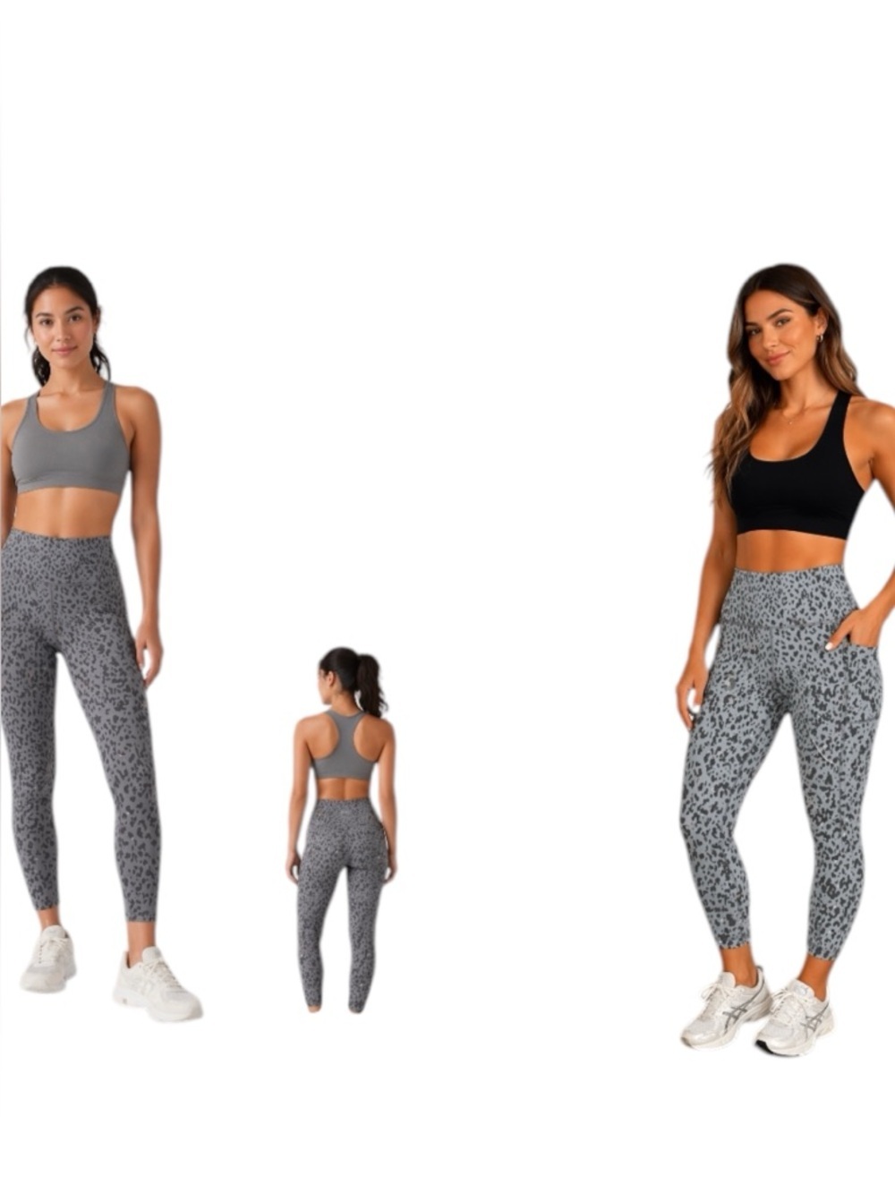 Athleta Salutation Stash 7/8 Tight Leggings Gray Leopard Print Size S